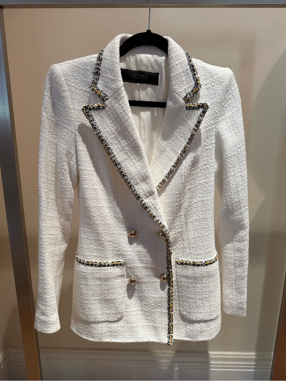 Zara White Tweed Blazer NWOT
